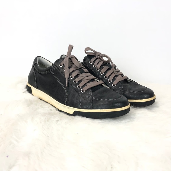 Cole Haan Black Leather Laceup Sneakers 